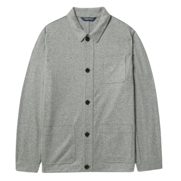 Peter Millar Artisan Crafted Cashmere Linen Chore Coat in Gale Grey Herringbone - Picture 5 of 13
